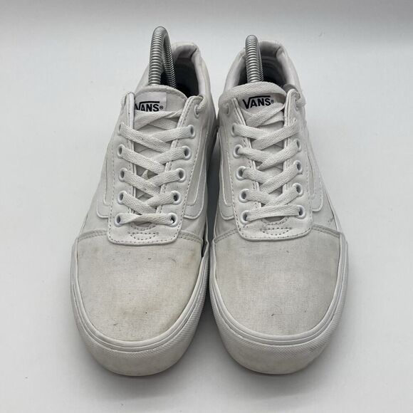 Womens 9.5 Vans Old Skool Stackform Height Sneaker True White Canvas platform - Picture 3 of 9